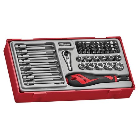 TENG TOOLS 49 Piece 1/4" Drive Socket, Bit, Ratchet Head and Scre TTMDQ49